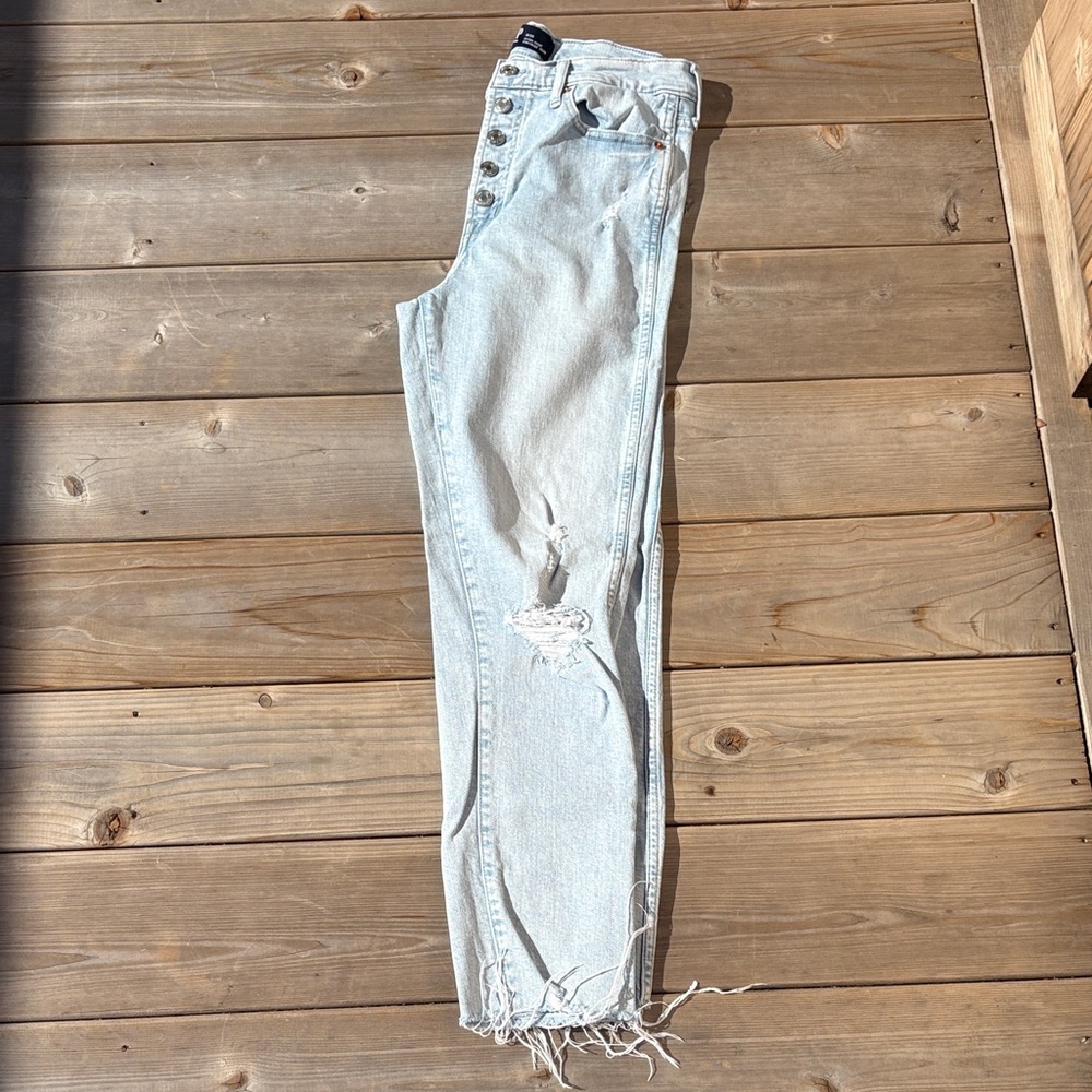 GAP High Rise Vintage Slim Light Blue Distressed Jeans